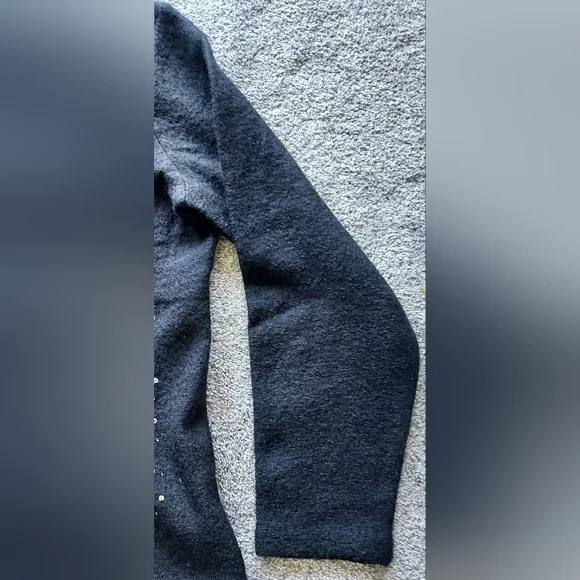 NWT Coldwater Creek XL Black Wool Cardigan Sweater Embellished Trees - Picture 3 of 16